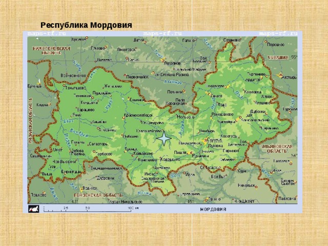 Республика Мордовия на карте. Мордовская Республика карта с районами. Граница Мордовии и Чувашии на карте.