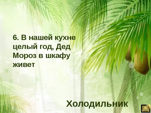 6. В нашей кухне целый год, Дед Мороз в шкафу живет   Холодильник 