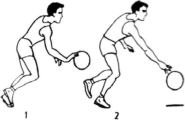 Освоение техники ведения мяча одной рукой по прямой и бросок мяча от головы рисунок