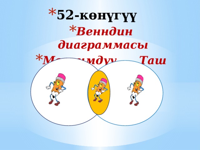 52-көнүгүү Венндин диаграммасы Мээримдүү Таш боор 