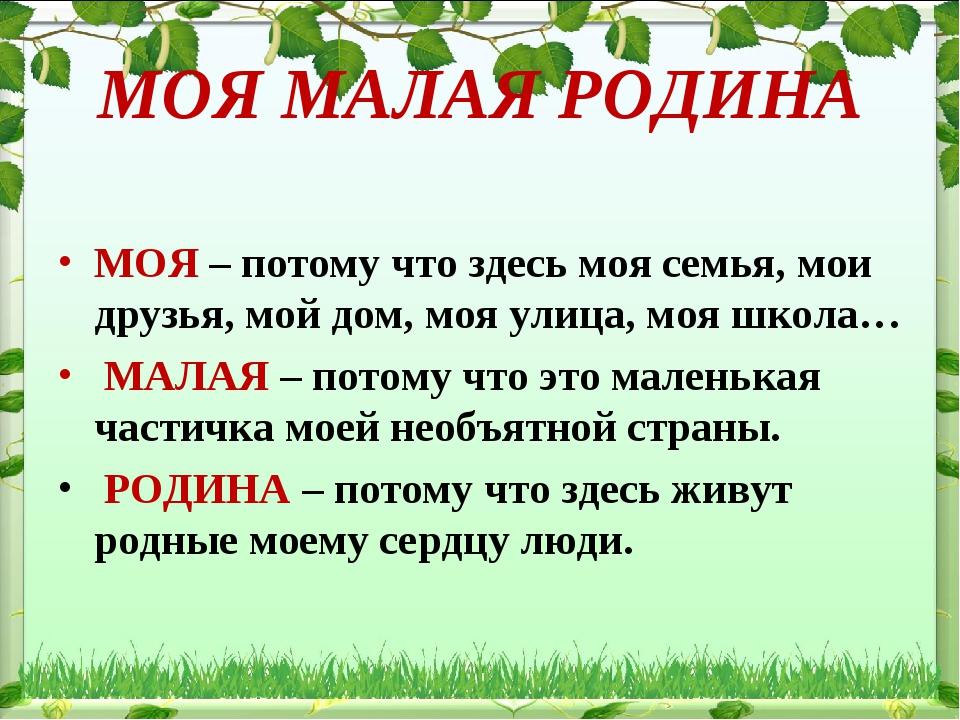 Актуальность проекта малая родина