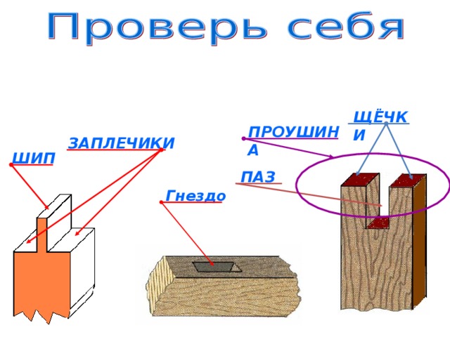   ЩЁЧКИ ПРОУШИНА ЗАПЛЕЧИКИ ШИП ПАЗ Гнездо 