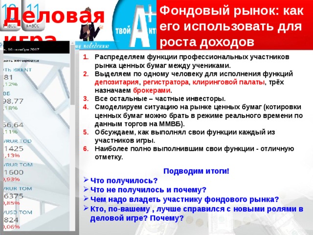 Граждане на рынке ценных бумаг занятие презентация по финансовой грамотности в 10 11 классе