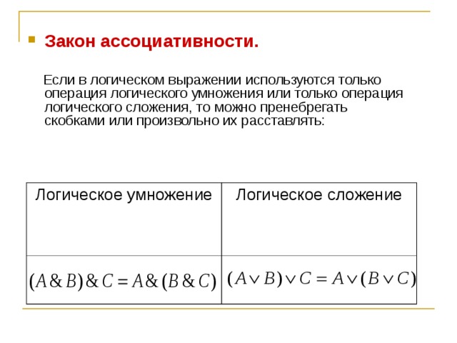 Свойство ассоциативности сложения