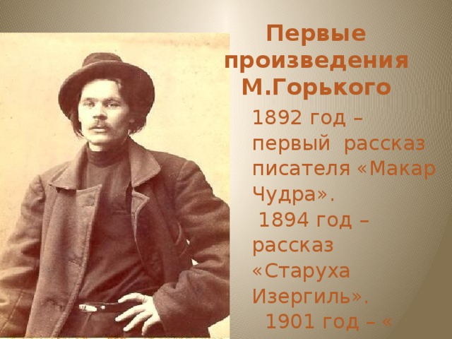 Что привлекло вас в рассказе горького. Горький 1892. Первый рассказ Горького. 1 Ранние рассказы м. Горького.. Рассказ Горького в 1892.