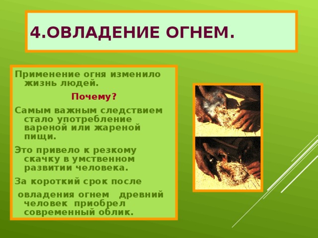 Применение огня. Причины овладения огнем. Как огонь изменил жизнь. Что такое овладение огнем определение.