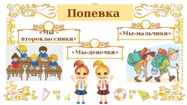 Попевка «Мы-мальчики» «Мы –второклассники» «Мы-девочки» 