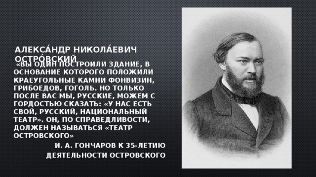 Александр николаевич островский презентация 10 класс