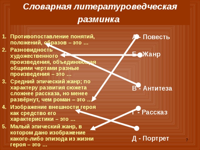 Противопоставление образов картин понятий это