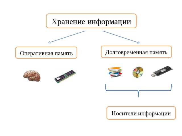 Хранение информации Долговременная память Оперативная память Носители информации 