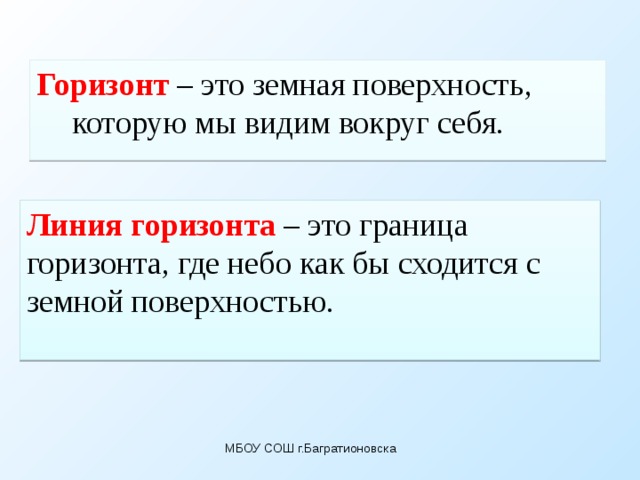 Презентация "Что такое горизонт. Ориентирование по компасу"