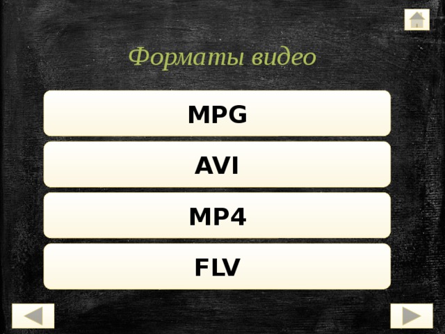 Форматы видео MPG AVI MP4 FLV 