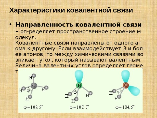 Основные характеристики ковалентной связи