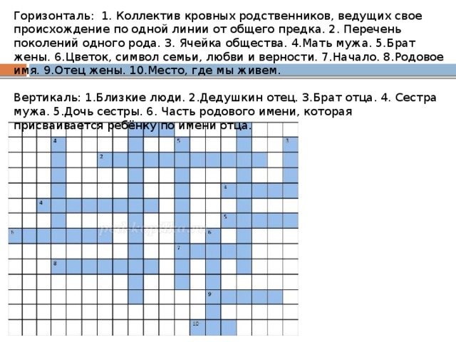 Родные сканворд. Кроссворд родственники. Коллектив кровных родственников кроссворд. Родство кроссворд. По горизонтали 1. брат мужа..