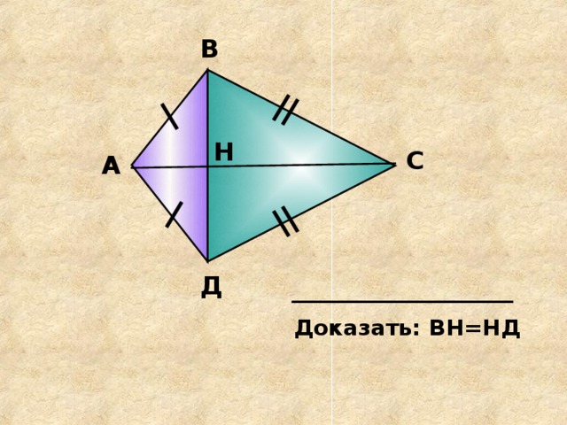 В Н C А Д Доказать: ВН=НД 