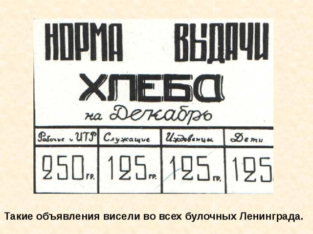 Такие объявления висели во всех булочных Ленинграда. Такие объявления висели во всех булочных Ленинграда. 