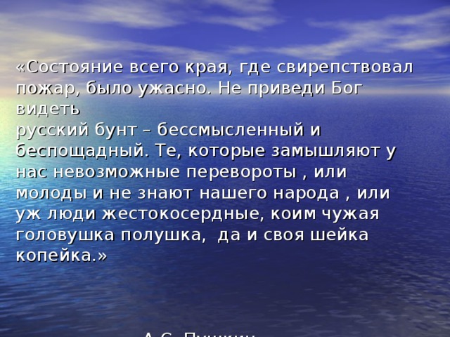 Видеть русский бунт бессмысленный и беспощадный