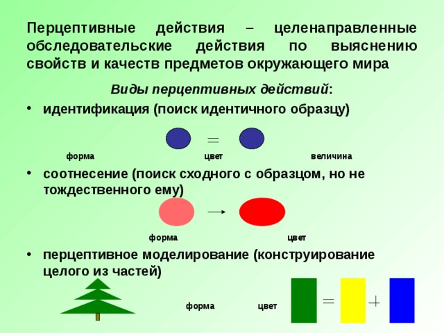 Общепринятые образцы каждого вида свойств и отношений предметов