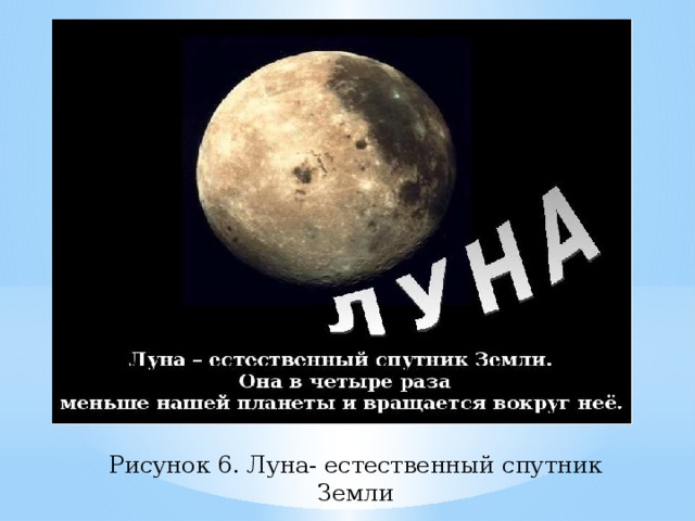 Рисунок 6. Луна- естественный спутник Земли 