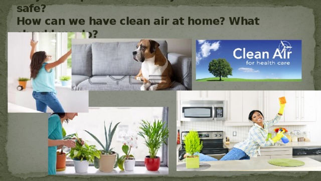       Do you keep the air inside your house clean and safe?  How can we have clean air at home? What should we do? 