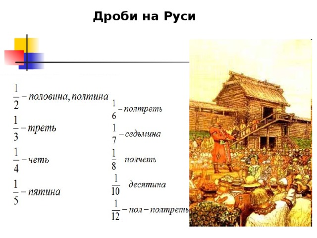 Проект по математике на тему обыкновенные дроби на руси 6 класс