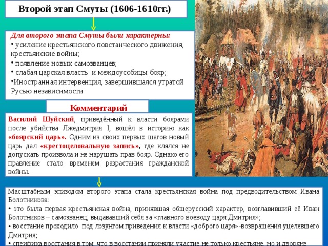 Смутное время в россии причины последствия. 2 Этап смуты 1606-1610 таблица. 2 Этап смуты 1606. Второй этап смутного времени кратко. Итоги этапов смуты.