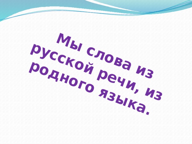 Мы слова из русской речи, из родного языка.