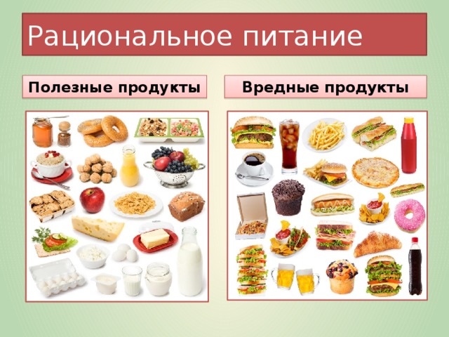 Полезные и вредные продукты картинки