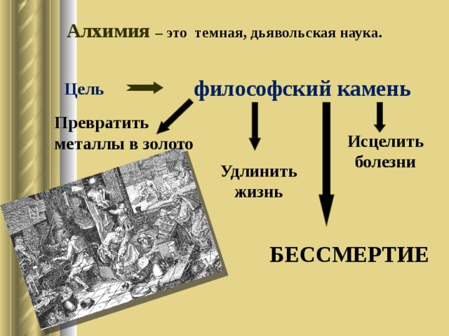 Наука превращений. Превращение металлов в золото. Цели алхимиков. Цели философского камня. Философский камень в науке.