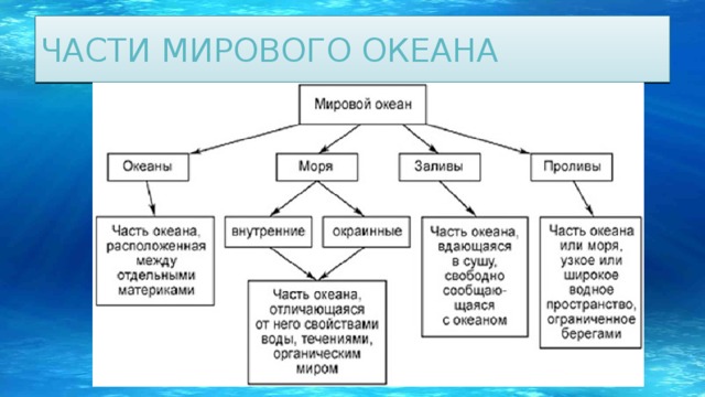 Объекты мирового океана схема