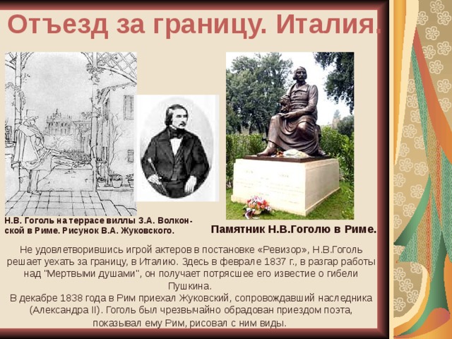 Находясь в риме н в гоголь. Гоголь за границей. Гоголь в Риме. Памятник Гоголю в Риме.