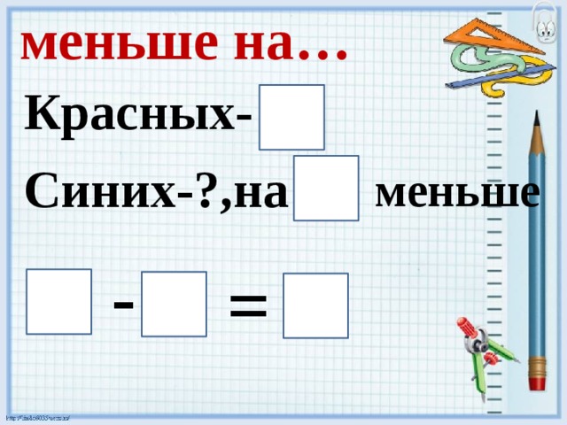 Увеличение на несколько единиц. Схема задачи на уменьшение числа 1 класс. Схема 1 кл на меньше. Схема на уменьшилось 1 класс. Презентация схема увеличение.