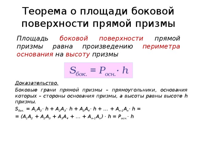 Сформулируйте теорему о площади