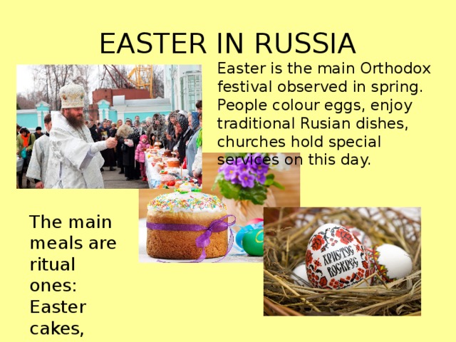 On easter many people go to. Easter in Russia презентация. Пасха презентация на английском языке.