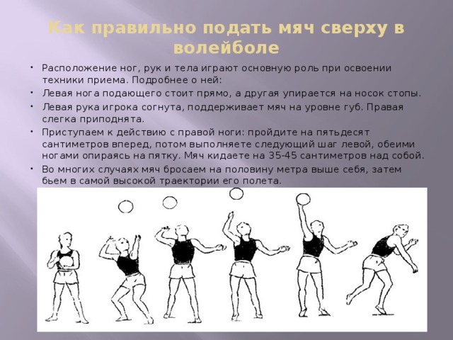 Как далеко кидать мяч. Правильная техника подачи в волейболе. Правильная подача в волейболе. Правильный прием и подача в волейболе. Подача в волейболе как правильно.