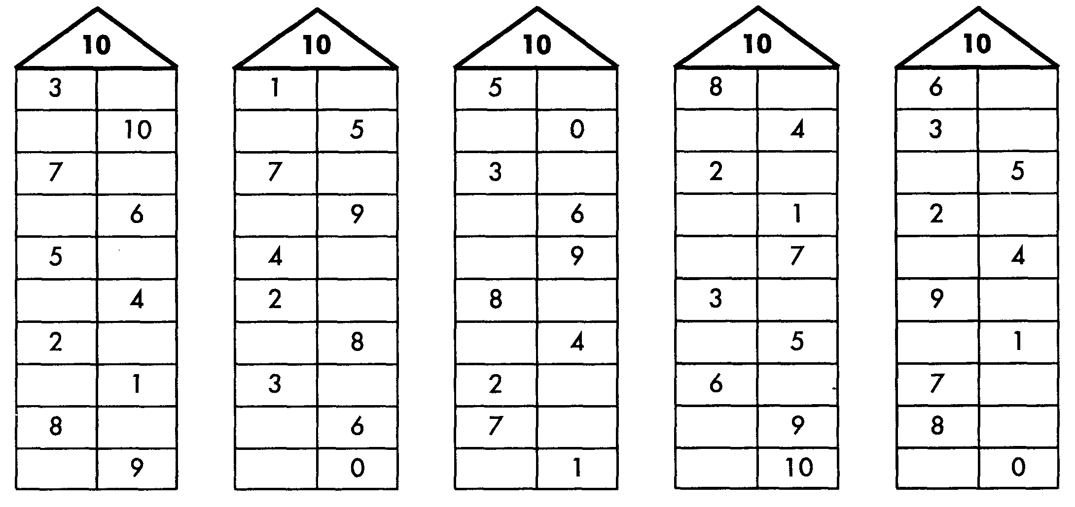 Состав числа 10 числовые домики