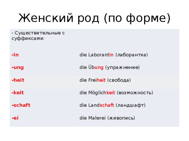 Суффиксы прилагательные от существительных немецкий. Суффиксы существительных в немецком языке. Существительные женского рода в немецком языке. Суффиксы существительных женского рода в немецком языке. Суффиксы существительных в немецком языке по родам.