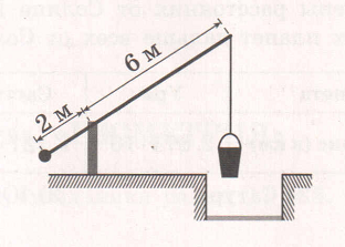 На рисунке изображен колодец с журавлем короткое плечо имеет длину 2 м а длинное 7