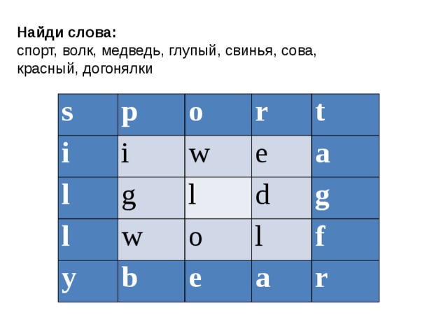 Слова спорт 7 букв