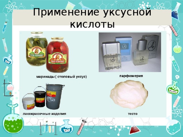 Применение уксусной кислоты презентация