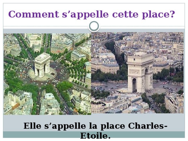 Comment s’appelle cette place? Elle s’appelle la place Charles-Etoile.