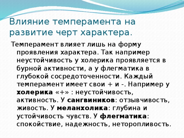 От чего зависит характер изображения