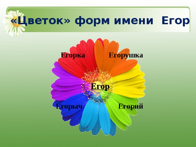 «Цветок» форм имени Егор Егорушка Егорка Егор Егорыч Егорий 