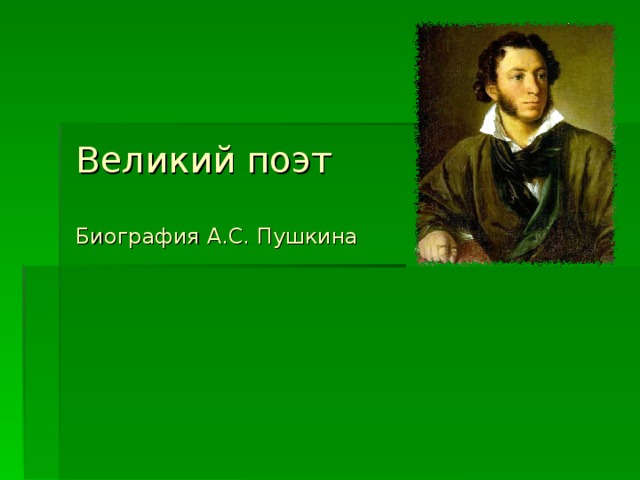 Проект по литературе 6 класс пушкин Презентация "Биография А.С.Пушкина"
