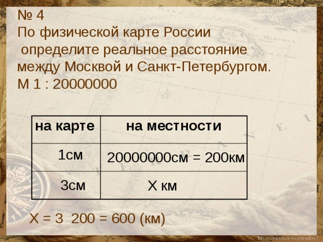 Карта масштабом 1 20000000