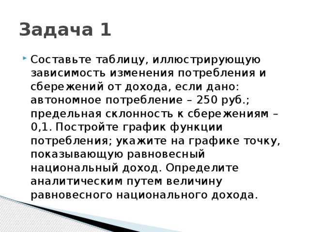 Также в зависимости от изменения. Задачи на автономное потребление. Автономное потребление.