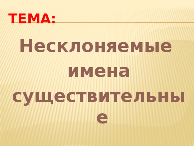 Тема: Несклоняемые имена существительные 