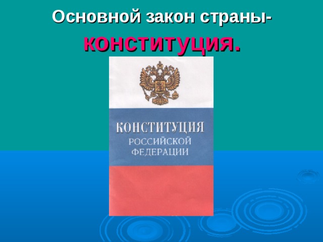 Основной закон страны-  конституция. 