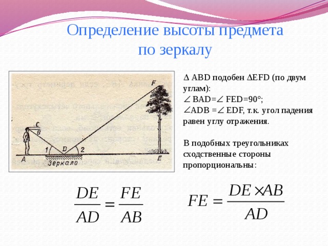 Высота действительного изображения