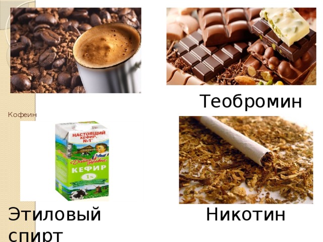 Теобромин   Кофеин   Этиловый спирт Никотин 